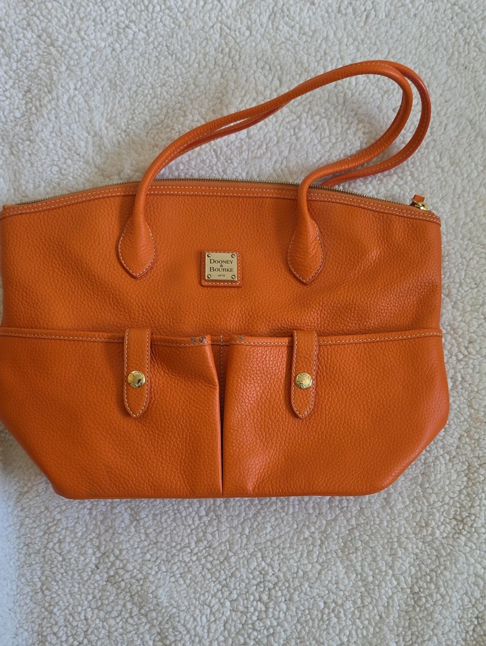 Dooney & Bourke Orange Pebbled Leather Shoulder Tote